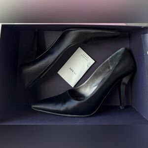 Prada Sleek Black Satin Women's Heels Sz 39.5